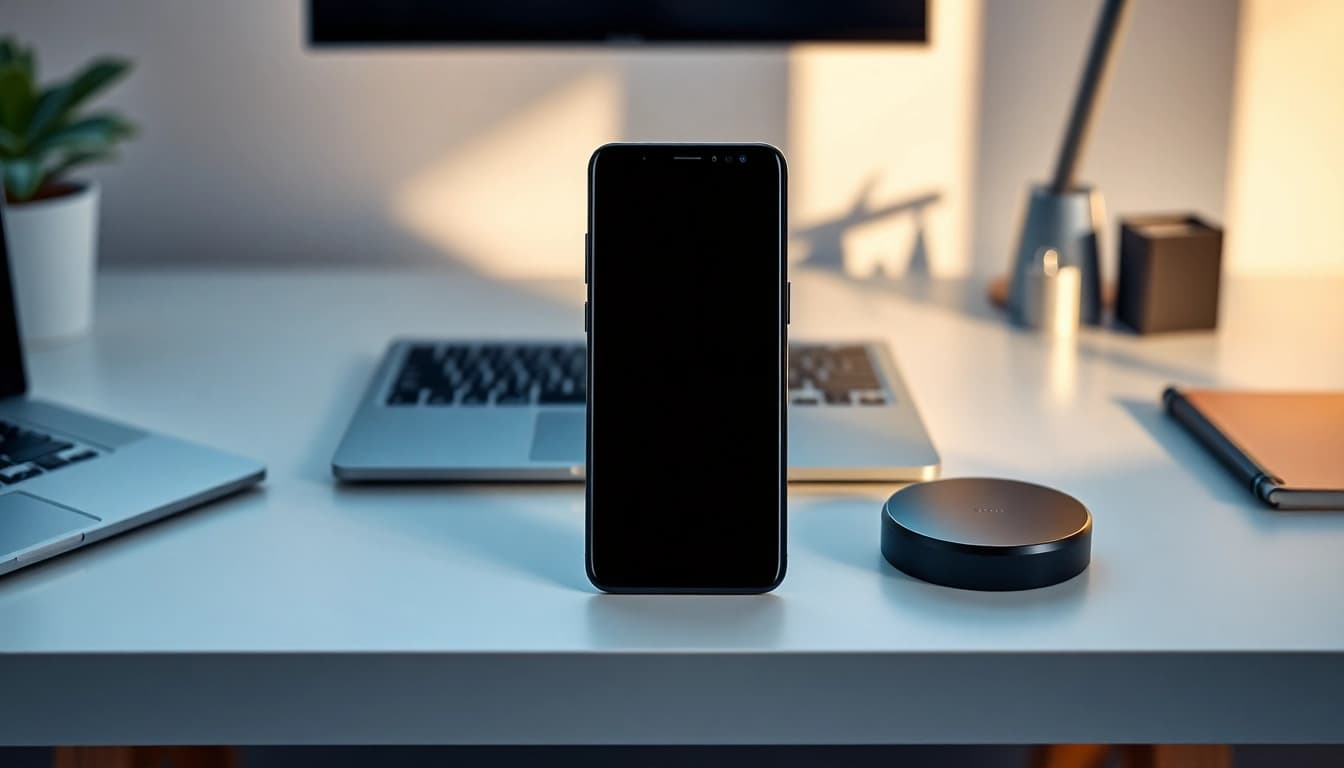The Samsung Galaxy S8 smartphone showcased on a modern desk, emphasizing its sleek design and innovative features.