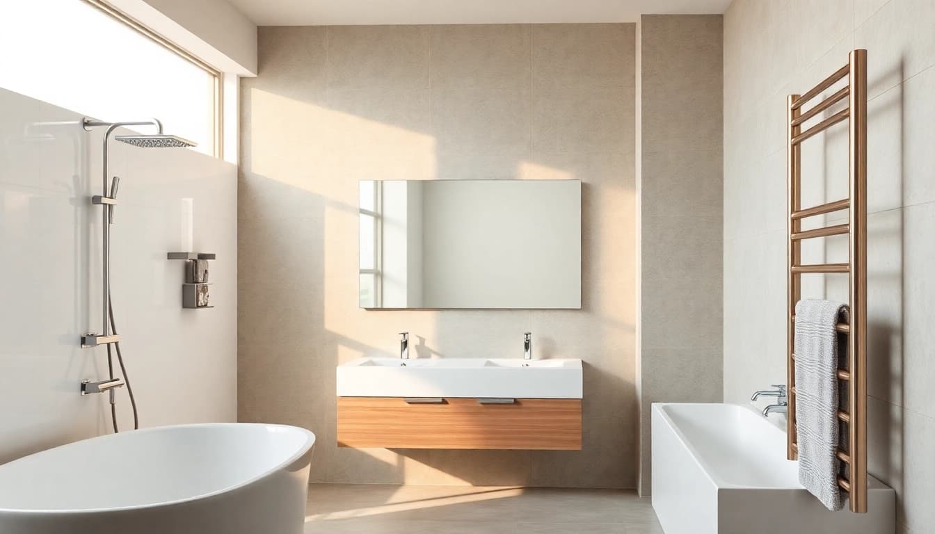 Gestalte dein Badezimmer mit sonni sanitär Produkten und eleganten Spiegelsystemen.