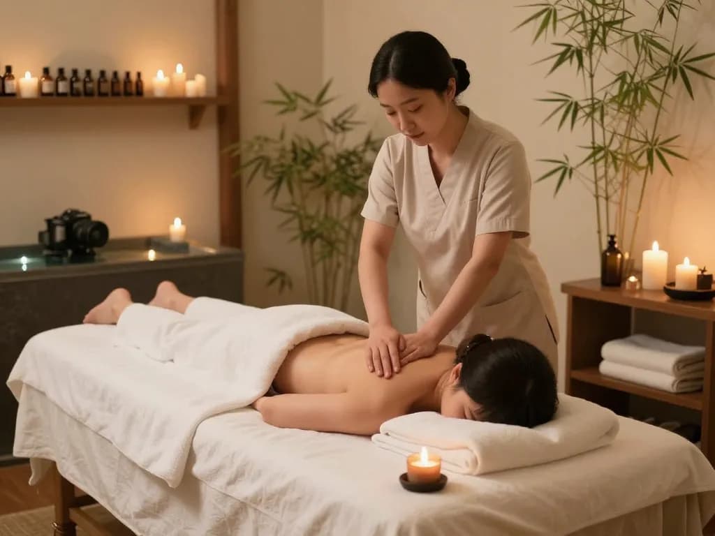 마포스웨디시 massage in serene spa setting with essential oils and soft lighting.