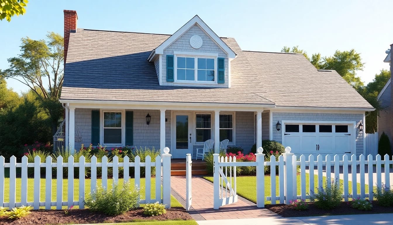 Stunning cape cod home featuring an expansion and attached garage surrounded by beautiful landscaping.