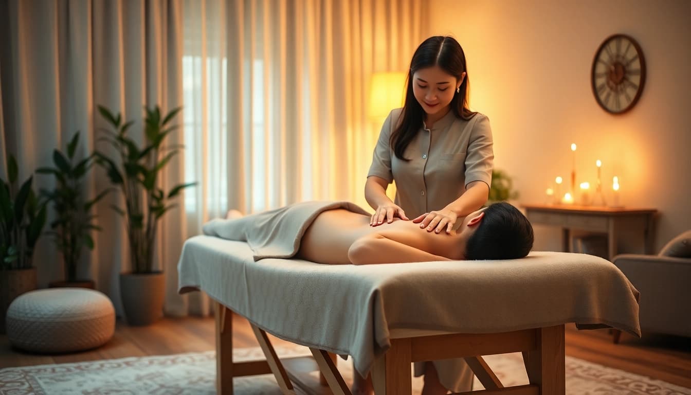 평온한 가정 환경에서 수원출장마사지를 제공하는 숙련된 치료사.