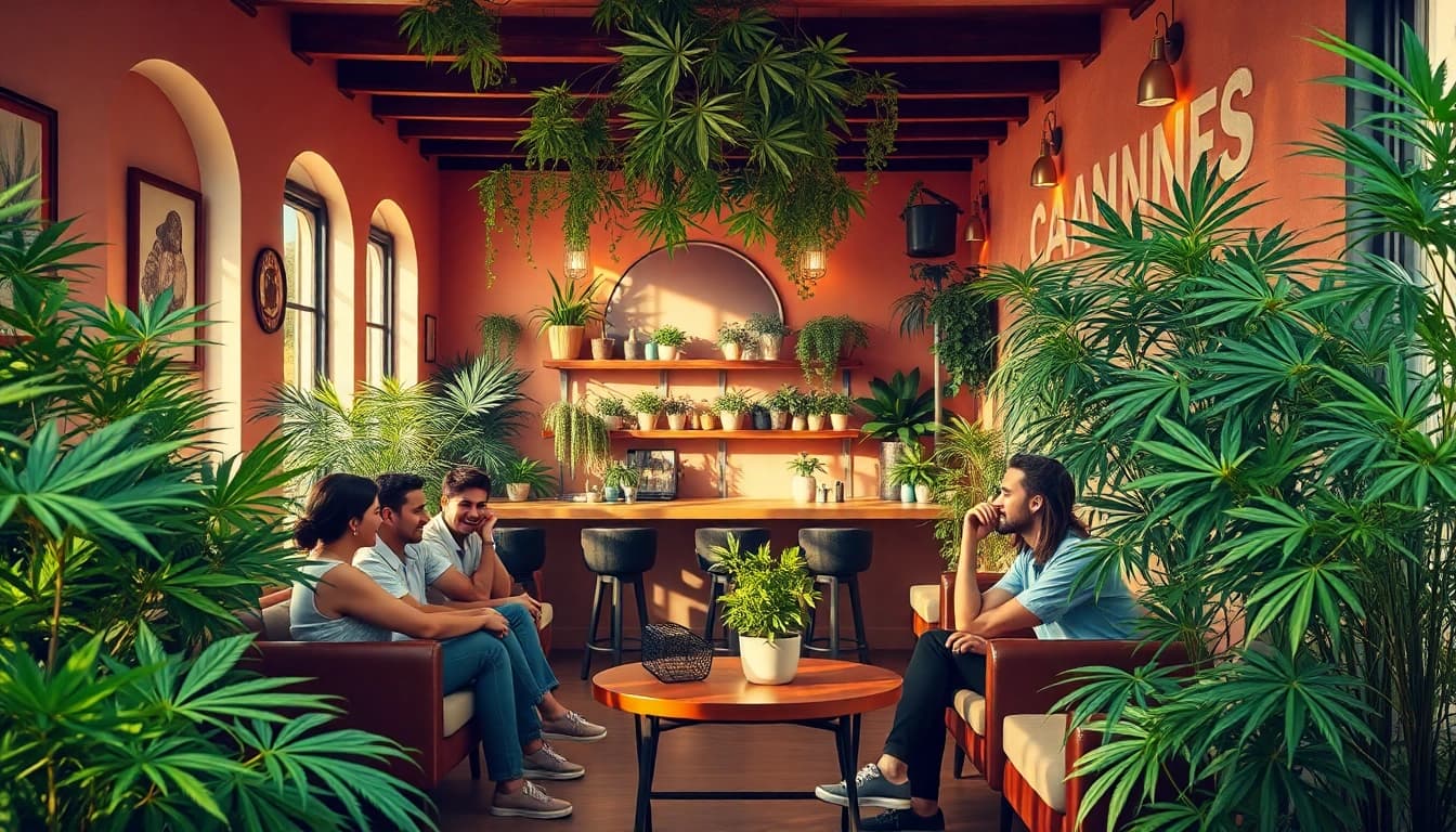 Engaging scene showcasing Cannabis Clubs Lloret De Mar with members enjoying a relaxed atmosphere.