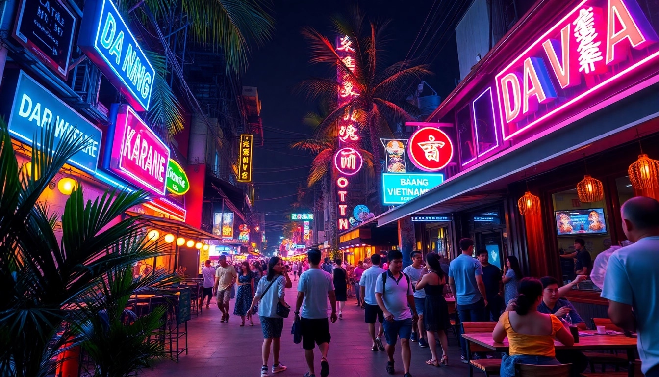Experience the vibrant 다낭밤문화 nightlife scene, showcasing lively bars, neon lights, and diverse crowds in Da Nang.