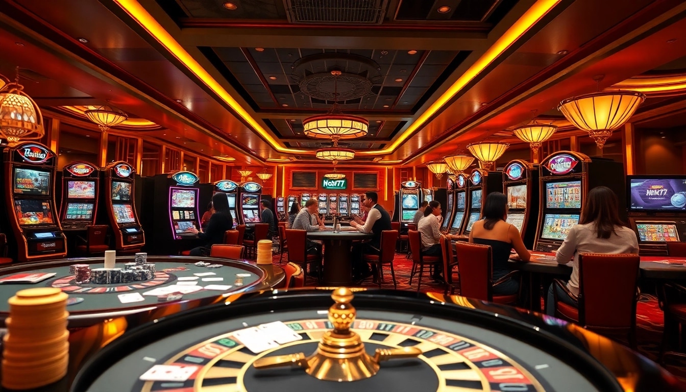Experience the excitement of online gaming at Hoki77 with vibrant casino visuals and engaging gameplay.