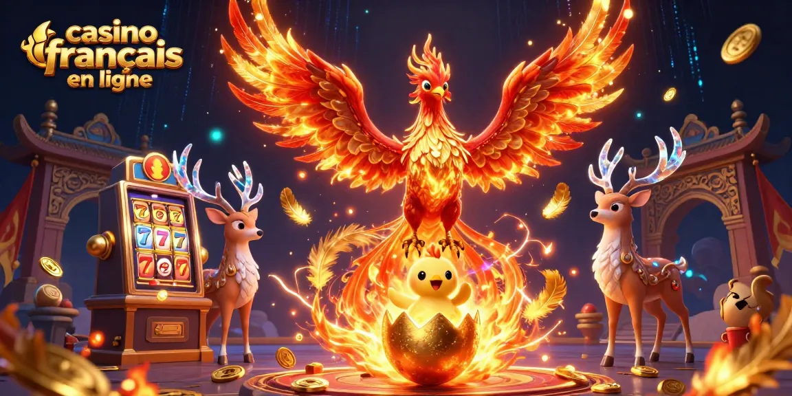 Découvrez l'univers captivant du casino français en ligne avec des machines à sous et un phoenix flamboyant.