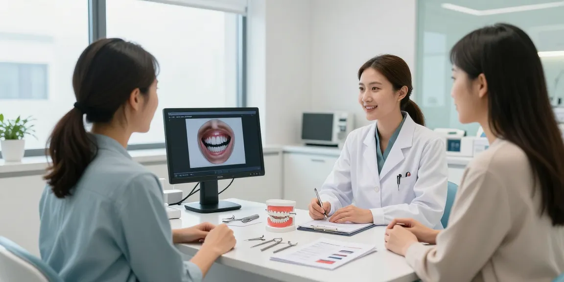Orthodontist Melbourne discussing jaw alignment treatment options with a patient at a modern dental clinic.