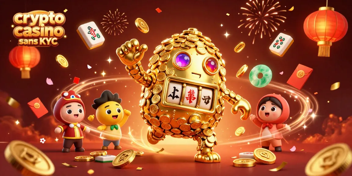 Jouez dans un crypto casino sans KYC avec un golem doré et des lanternes scintillantes.