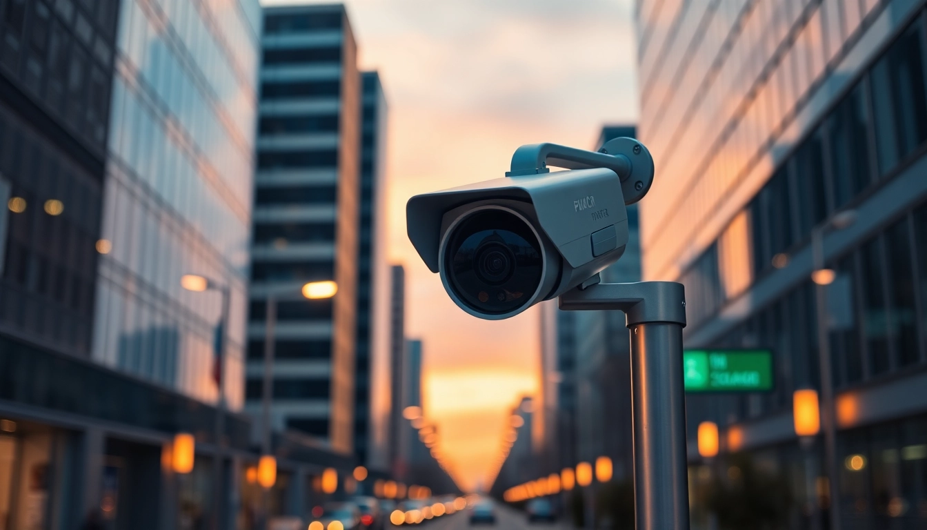 Capture of a license plate recognition camera showcasing advanced technology in urban setting