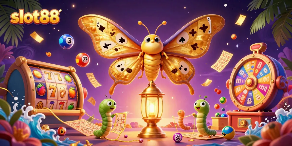 Experience thrilling slot88 adventures with vibrant symbols and golden tickets in an enchanting casino scene.