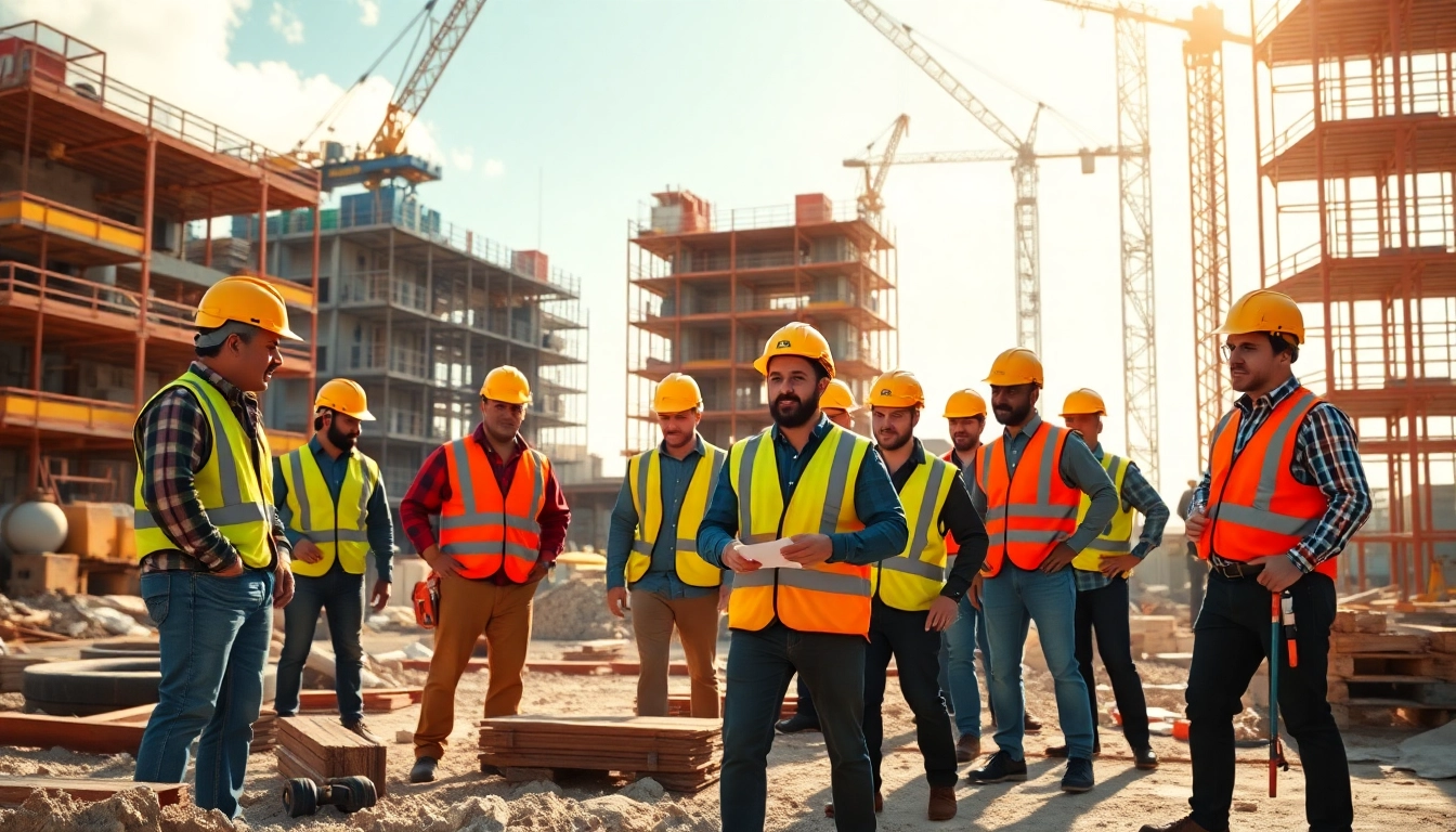 Engaged workers on a Carolinas construction site showcasing teamwork and progress in the industry.
