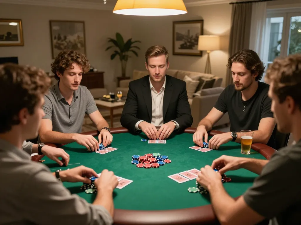 Engaged players at a friendly poker game showcasing excitement, strategy, and camaraderie on https://777x.bid/.