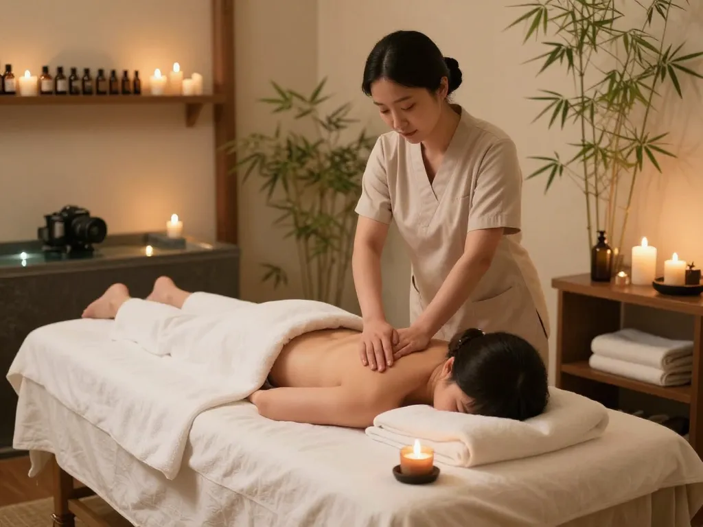 마포스웨디시 massage in serene spa setting with essential oils and soft lighting.