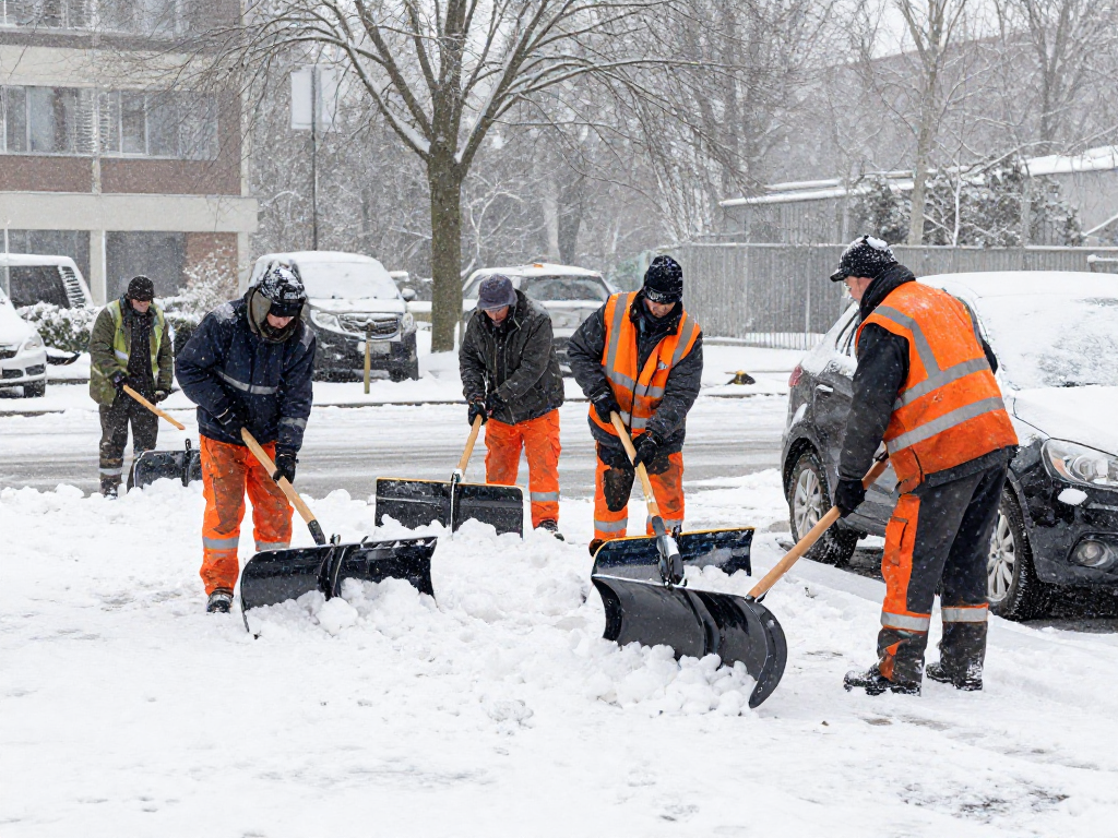 Professionelle Schneeräumen Firma in Dortmund räumt Schnee effizient von Parkplätzen.