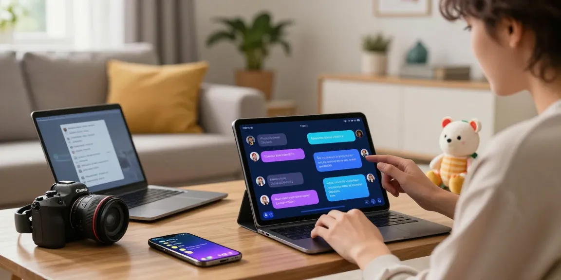 User engaging with an innovative NSFW chat bot in a cozy living room, highlighting a fun and relaxed digital interaction.