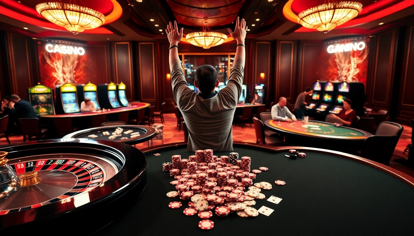 Vivez l'excitation du meilleur casino en ligne avec des joueurs profitant des tables de poker et des machines à sous vibrantes.