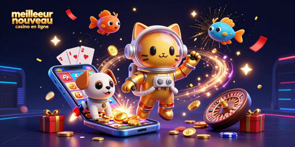 Jouez au meilleur nouveau casino en ligne avec des personnages de chats astronautes et des éléments de jeu captivants.