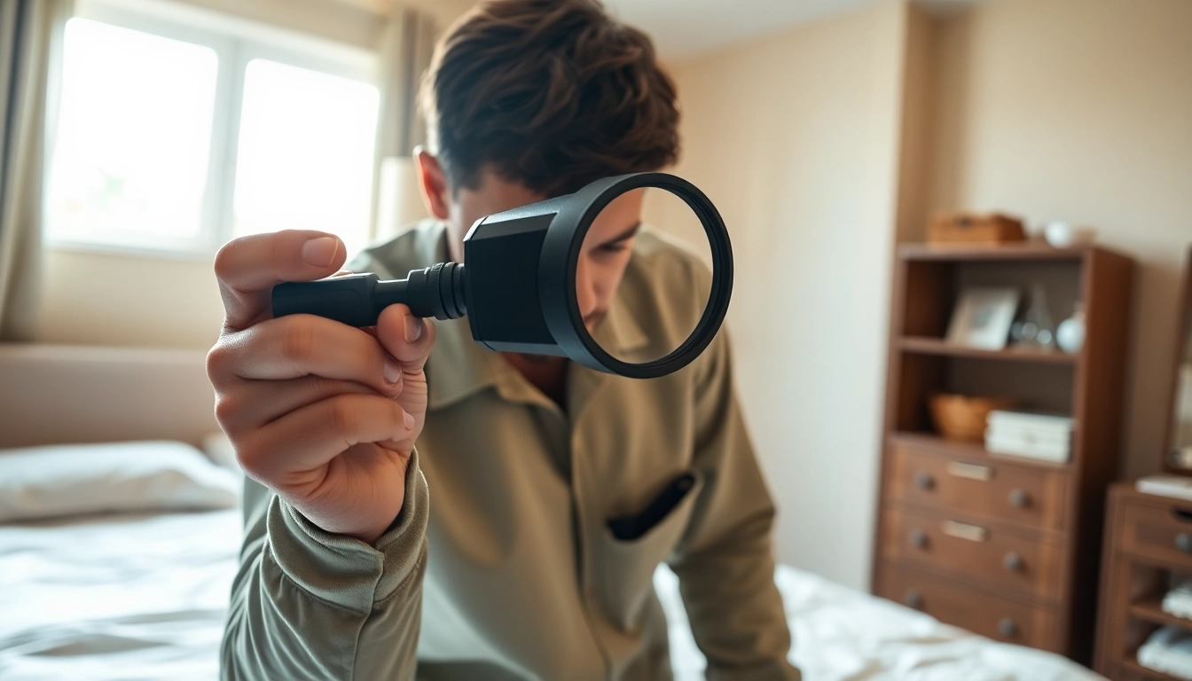 Identify effective bed bug control techniques while inspecting a bedroom.