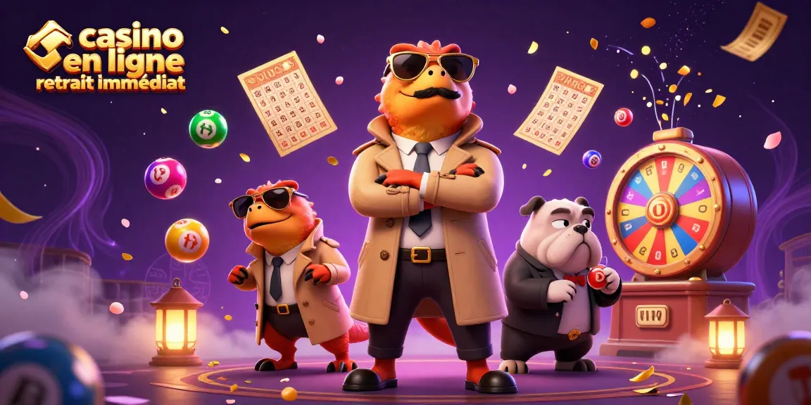 Jouez au casino en ligne retrait immédiat avec l'animation colorée des ballons de loterie et des éléments de jeu.