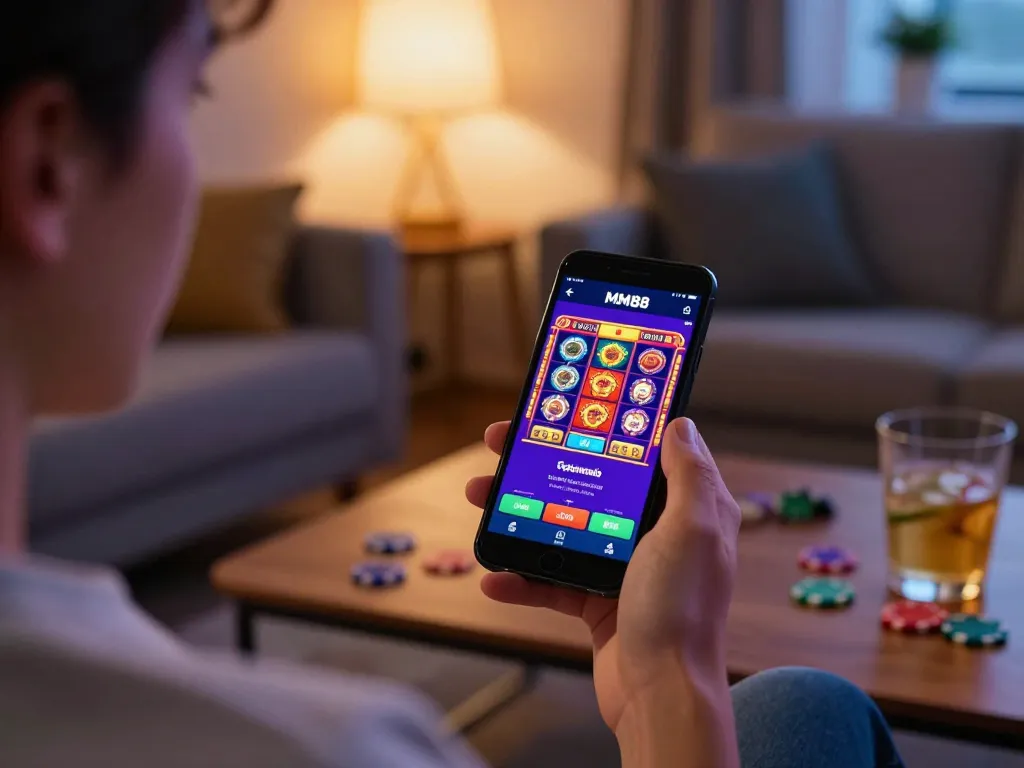 Experience online gaming excitement with Link MM88 in a cozy home setting.