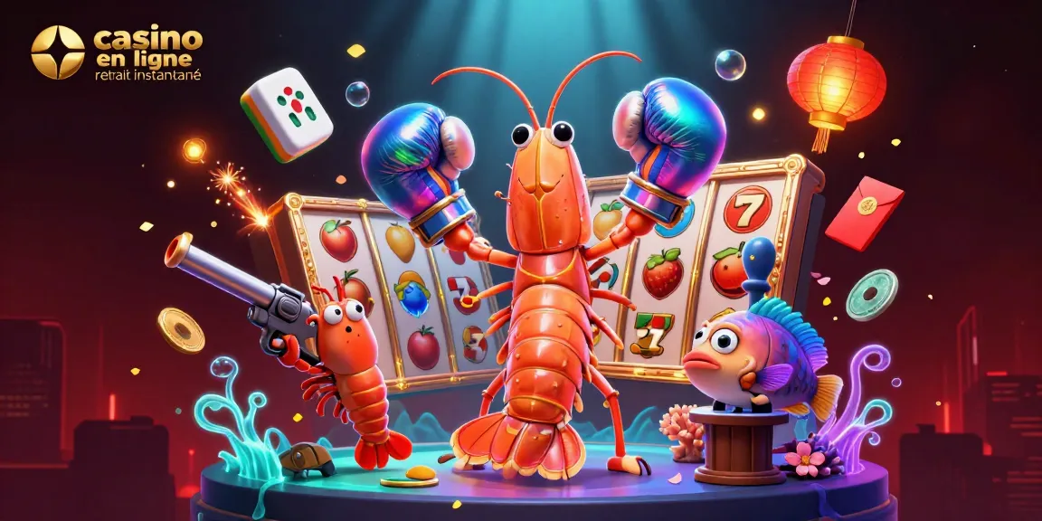 Jouez dans un casino en ligne retrait instantané avec un décor vibrant de personnages animés et d'éléments de jeu.