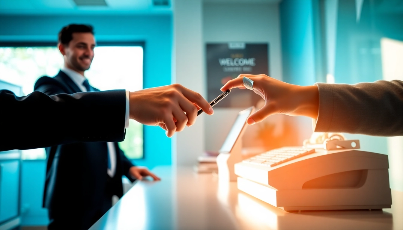 Sell phone for instant cash at a friendly office exchange with a clear, professional setup.
