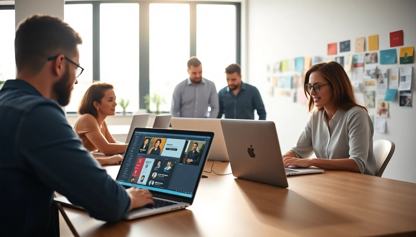 Webdesign Agentur erstellt kreative digitale Designs in einem modernen Büro.