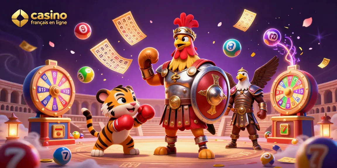 Les jeux au casino français en ligne prennent vie avec une illustration animée dynamique et colorée.