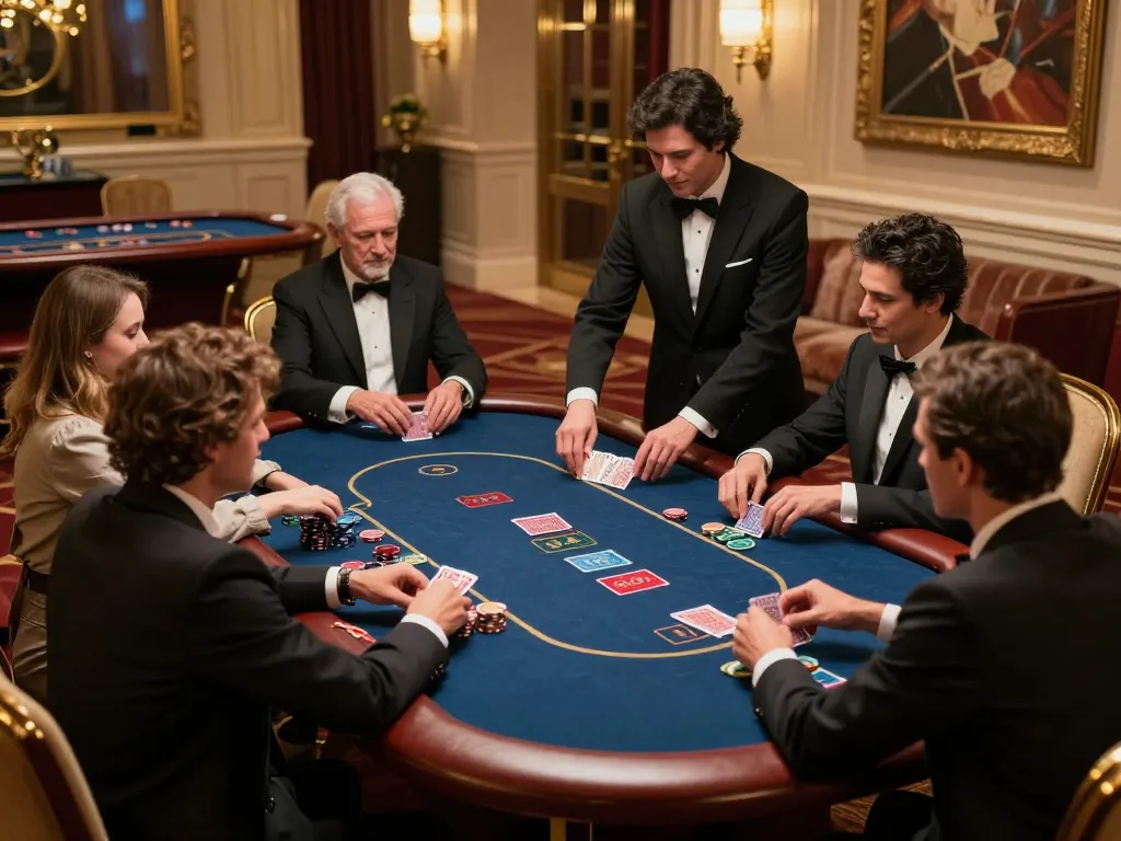 Players enjoying a riveting game of poker in a VIP win casino room, showcasing upscale decor and strategic gameplay.