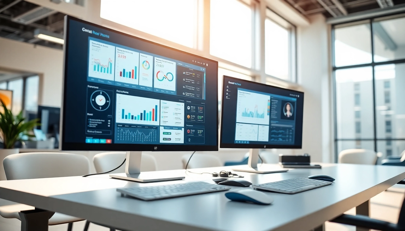 Highlighting call centre software in a modern professional workspace, showcasing efficiency.