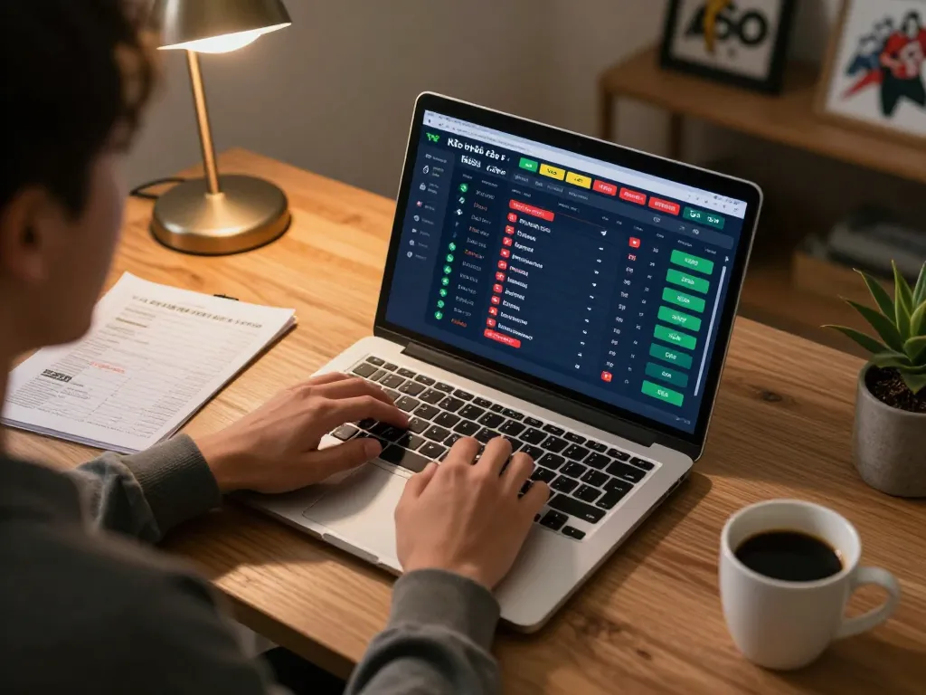 Kèo nhà cái 5 displayed on laptop with live betting options, enhancing strategic sports betting at home