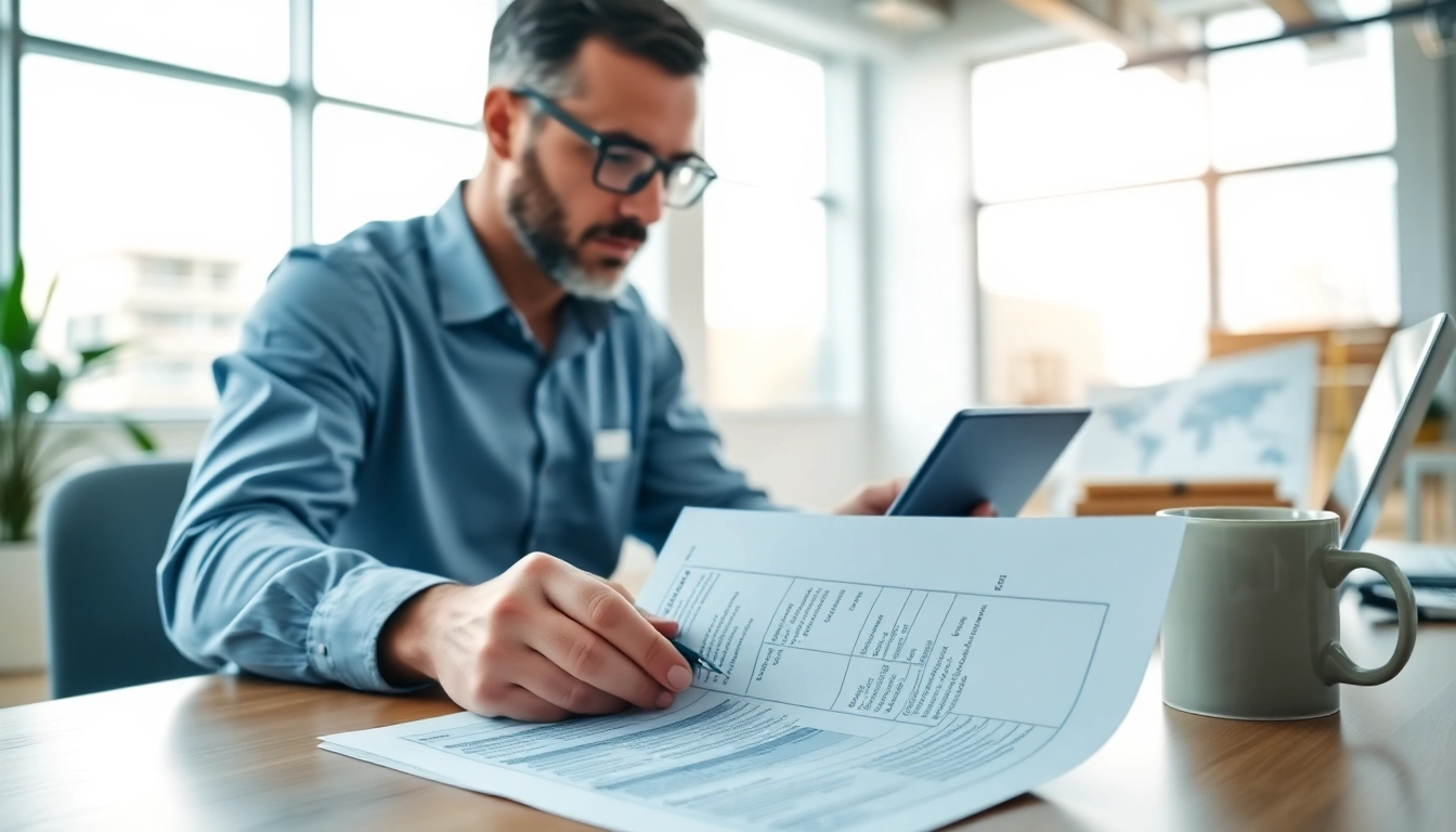 DAS 142 form being reviewed by a contractor in a modern office setting.