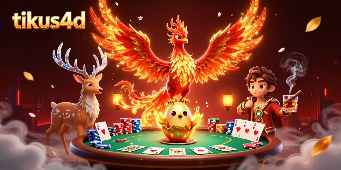 Bermain di tikus4d dengan phoenix megah dan elemen permainan dikelilingi, membangkitkan keberuntungan.