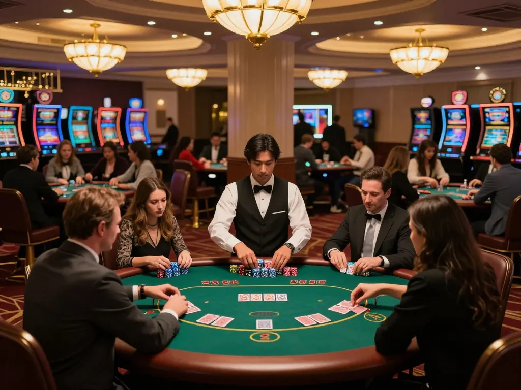 king33 players engaged in strategic poker gameplay at vibrant casino tables