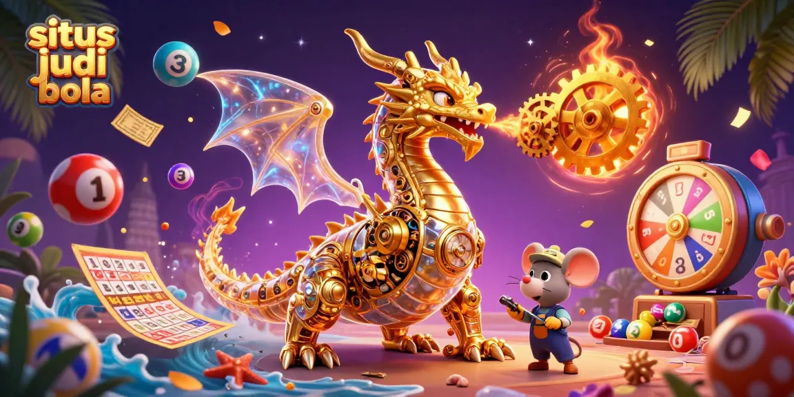 Experience excitement at situs judi bola with a vibrant lottery scene featuring animated elements.