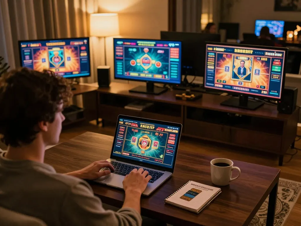 N188 player engaged in online live dealer game, showcasing strategic gameplay in a modern home setting