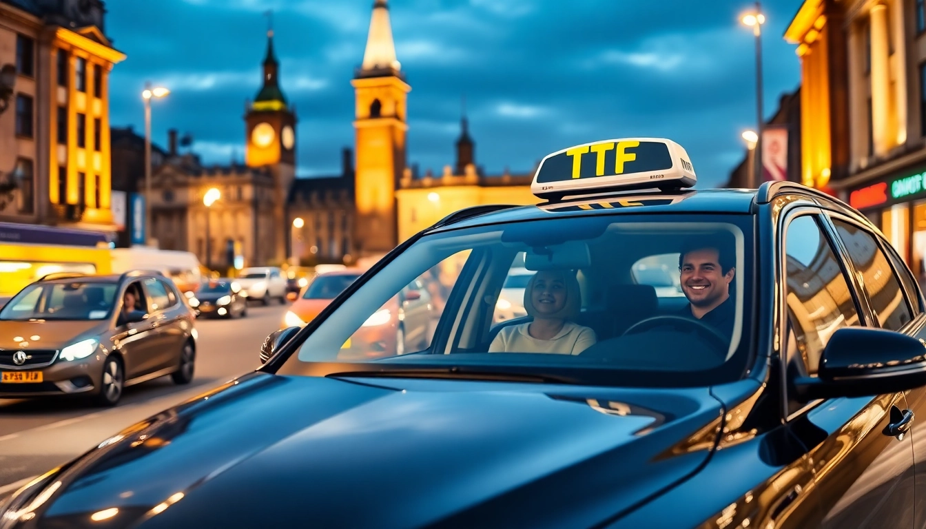 Experience top-notch West bridgford Taxi service with a friendly driver in a vibrant urban setting.