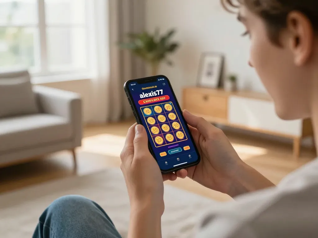 Player enjoying the alexis77 slot game on mobile, showcasing an engaging gaming experience.