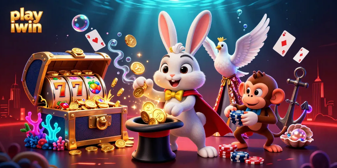 Play iwin and win big with this vibrant casino-themed 3D illustration.