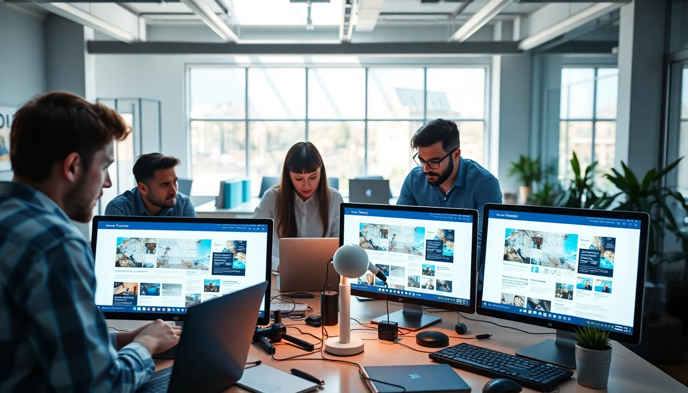 Hereford Website Designers collaborating in a modern workspace showcasing innovative website designs.