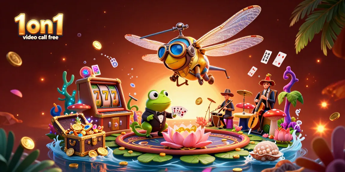 Join the excitement of a 1 on 1 video call free in a vibrant casino-themed illustration.