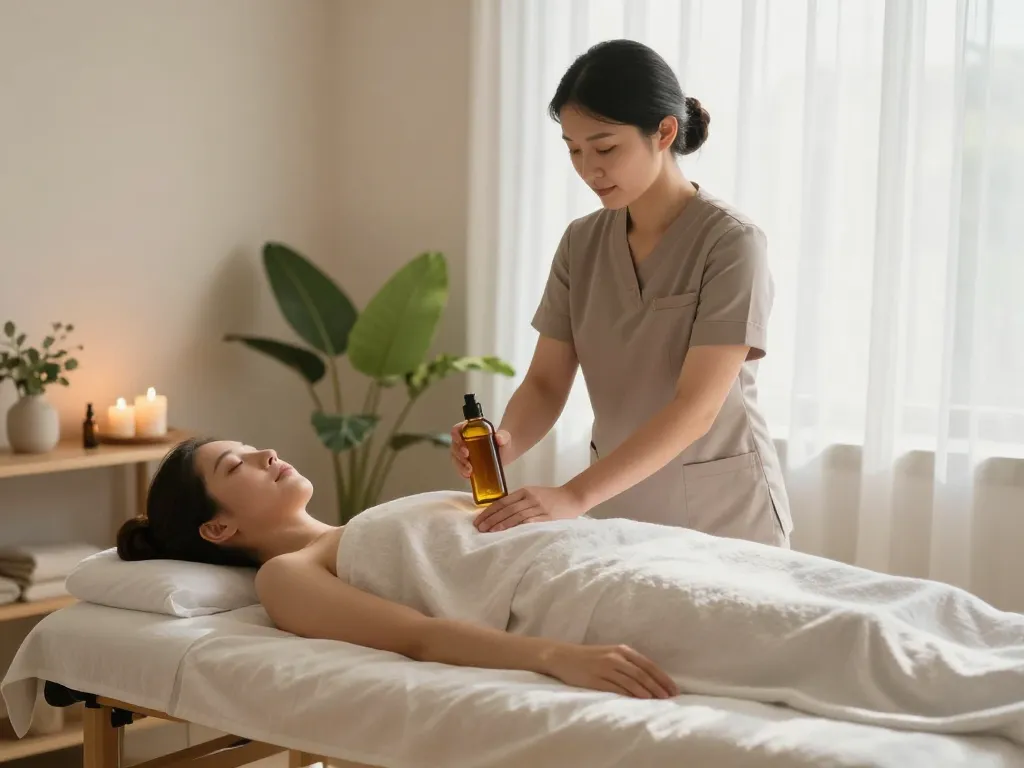 Premium therapeutic massage setup by maxim-anma.net in a serene and inviting home environment.