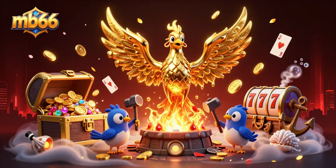 Experience thrilling slots gameplay with mb66, featuring a majestic golden phoenix and vibrant casino elements.