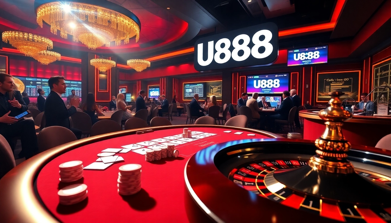 Betting enthusiasts enjoying an exhilarating U888 poker game at a high-stakes table.