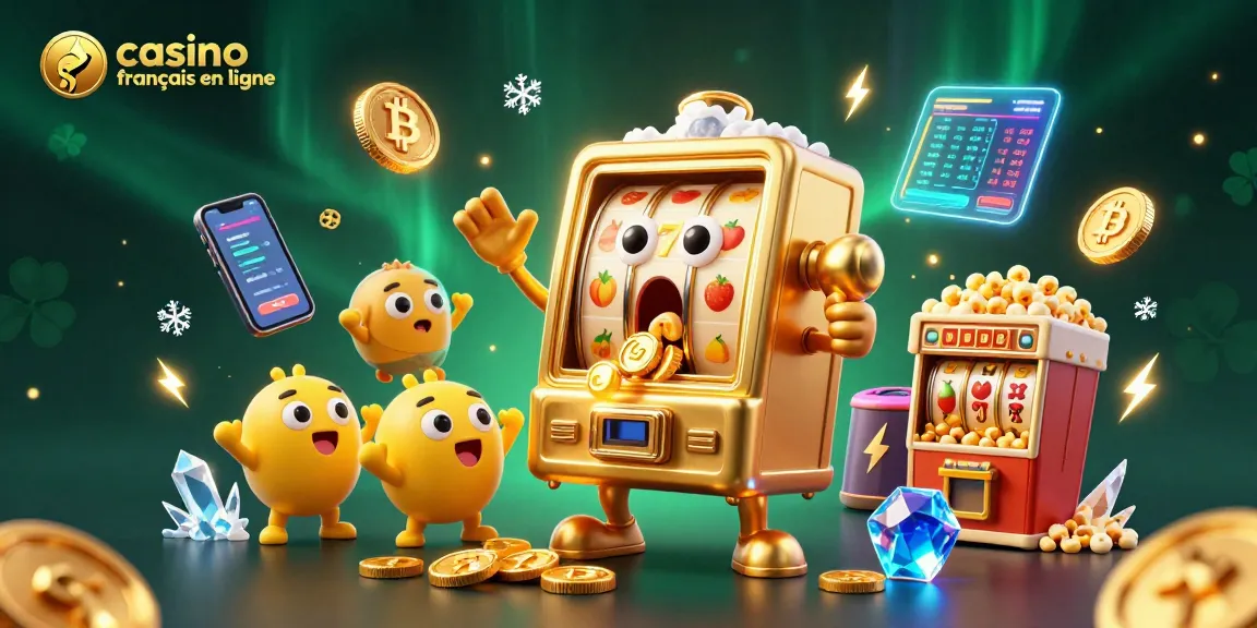 Le casino francais en ligne célèbre son jackpot avec une machine à sous animée et des pièces scintillantes.