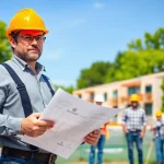 New Jersey General Contractor supervising a construction project in a bright, collaborative environment.