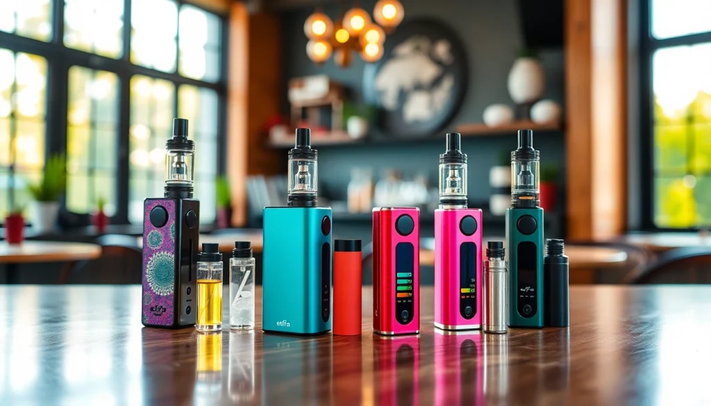 Elf bar elfa Produkte in einem eleganten Café arrangiert, die die entspannende Atmosphäre vermitteln.