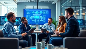 Visualize Azure & AWS Integration with IT specialists collaborating on cloud architecture.