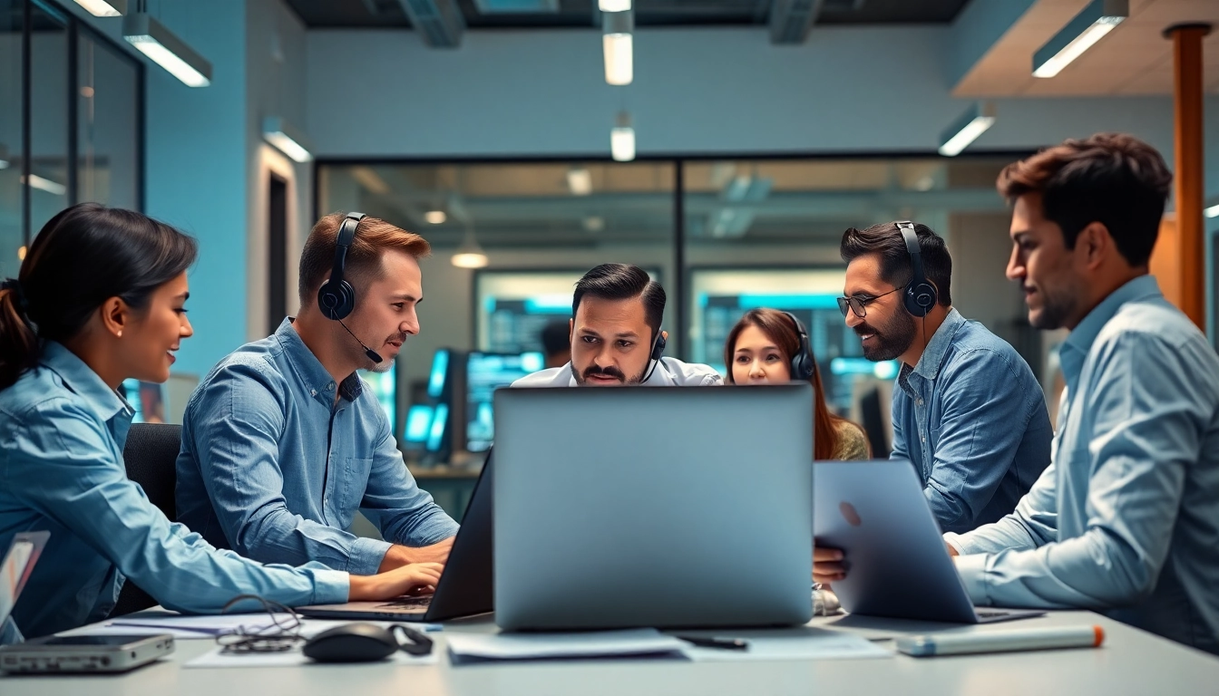 Enhance your IT support service with expert technicians collaborating in a modern office.