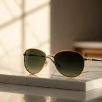 Product photography of luxurious sunglasses showcasing refinement and quality