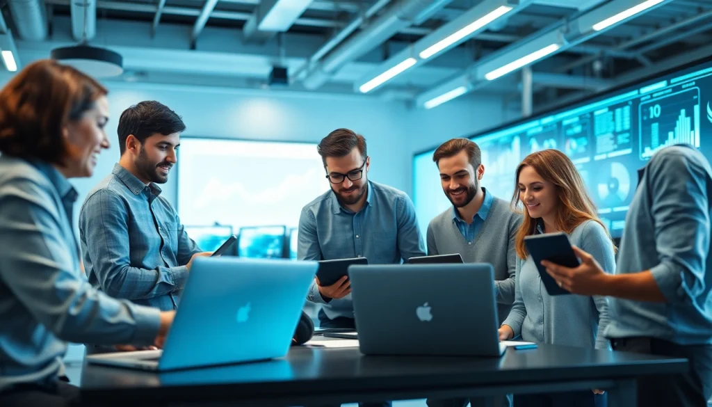 Engaged team of Fredericksburg IT Companies professionals collaborating in a modern office.